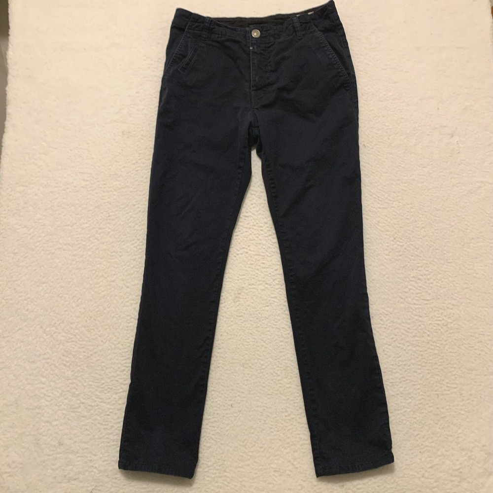 AllSaints Stove Chino Pants Mens 30 (FITS 31x30) Slim Fit Button Fly Cotton Navy